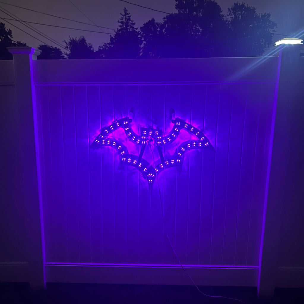 LED Halloween Bat Sign (Purple/Orange)