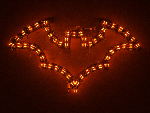 LED Halloween Bat Sign (Purple/Orange)